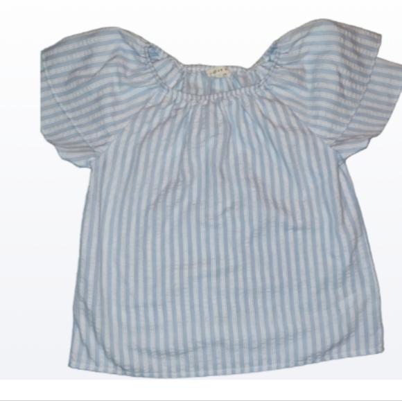 Copper Key Little Girls Blue and White Top With Flutter Sleeves Size S - Picture 5 of 6